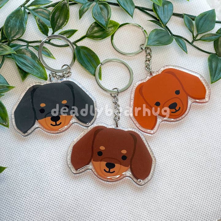 Dachshund Dog Double-Sided Epoxy Acrylic Keychain for wholesale by deadlybearhug