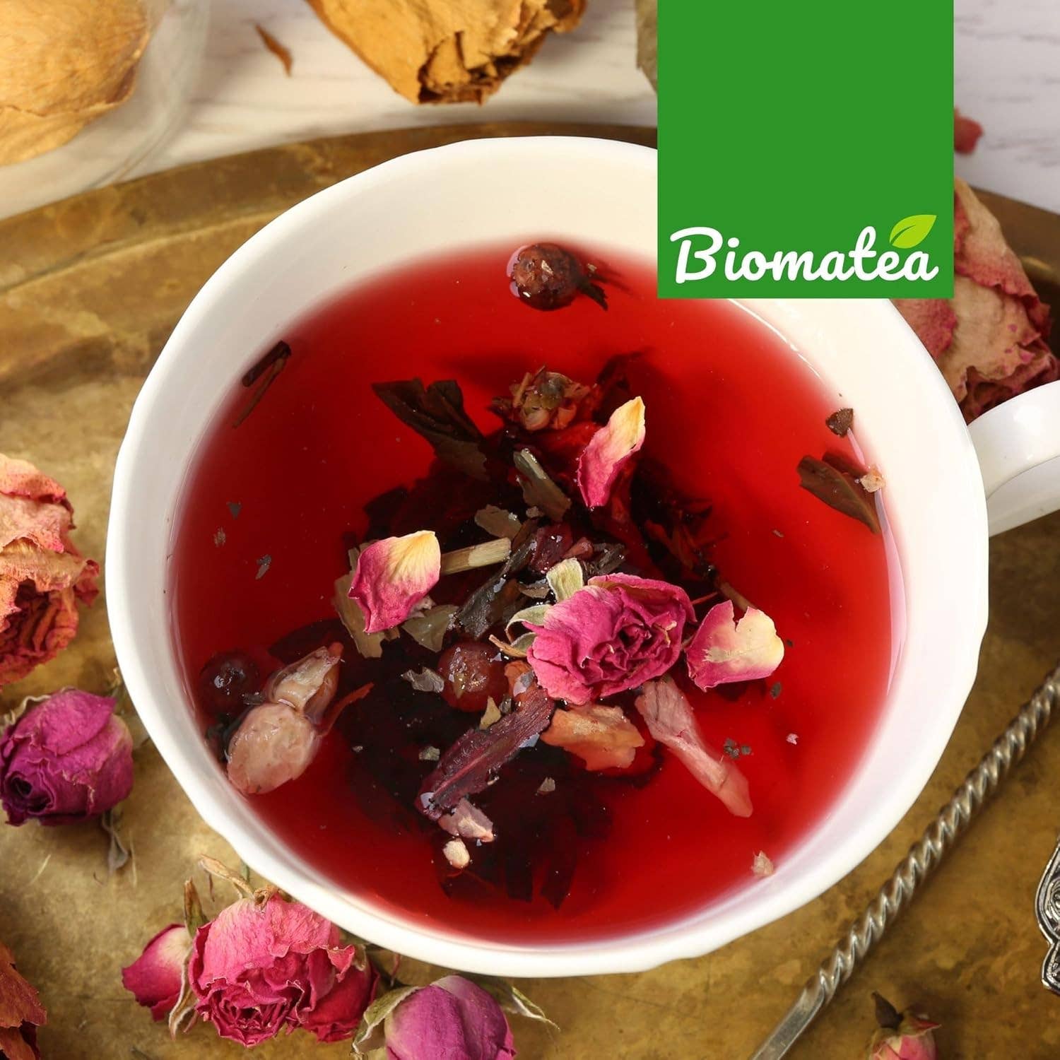 Biomatea - Wholesale Losse thee - Rozenknoppen, 100 g geurige, hele rozenthee bloemen, rozenthee, rozen thee tea3