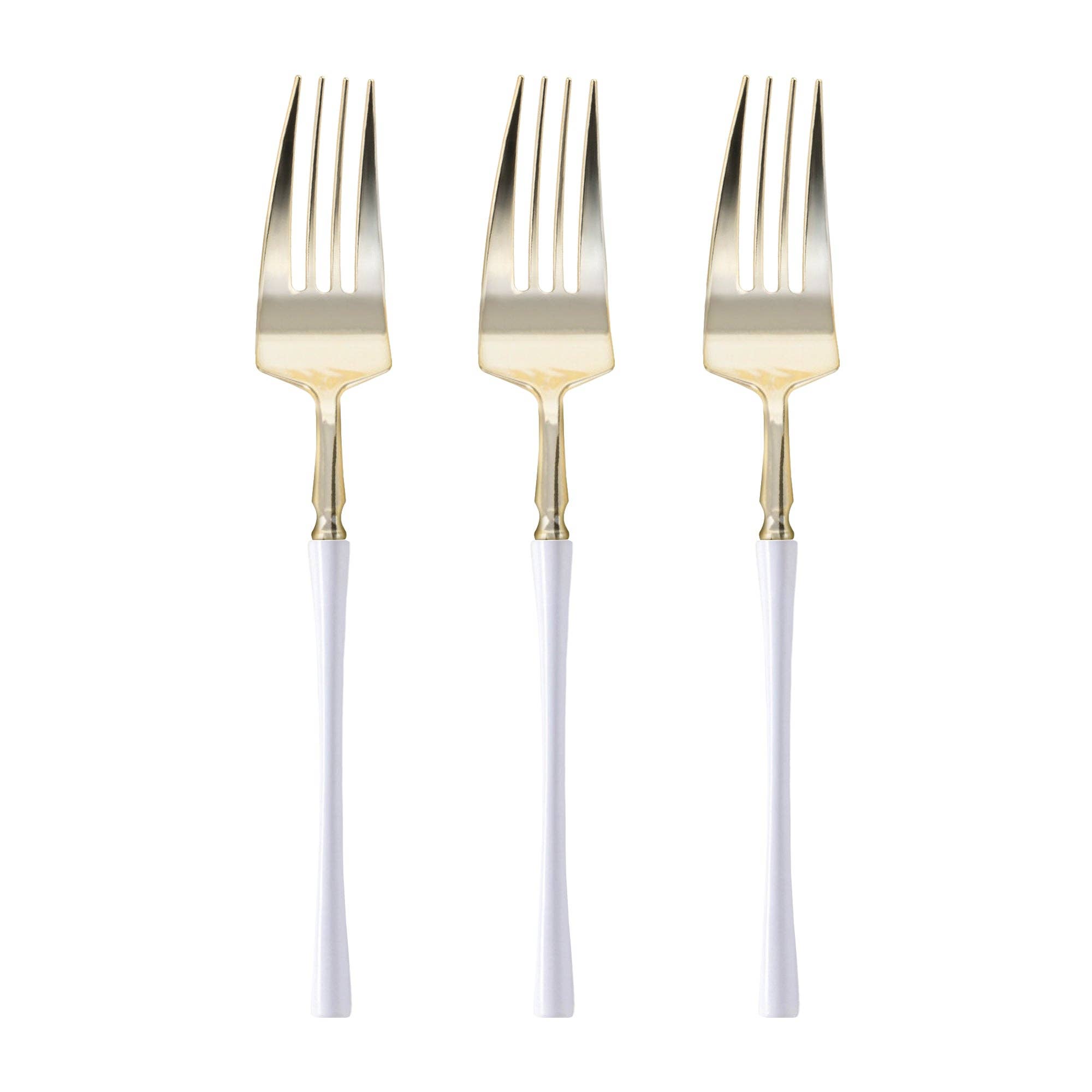 Smarty had a Party - Wholesale Disposable Servingware Set - Gold with White Handle Plastic Dinner Forks - 240 pcs1