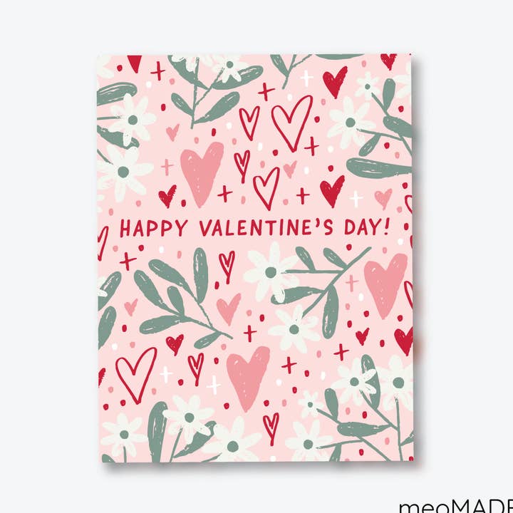 Valentine's Day Pink Floral Greeting Card for wholesale by meoMADE