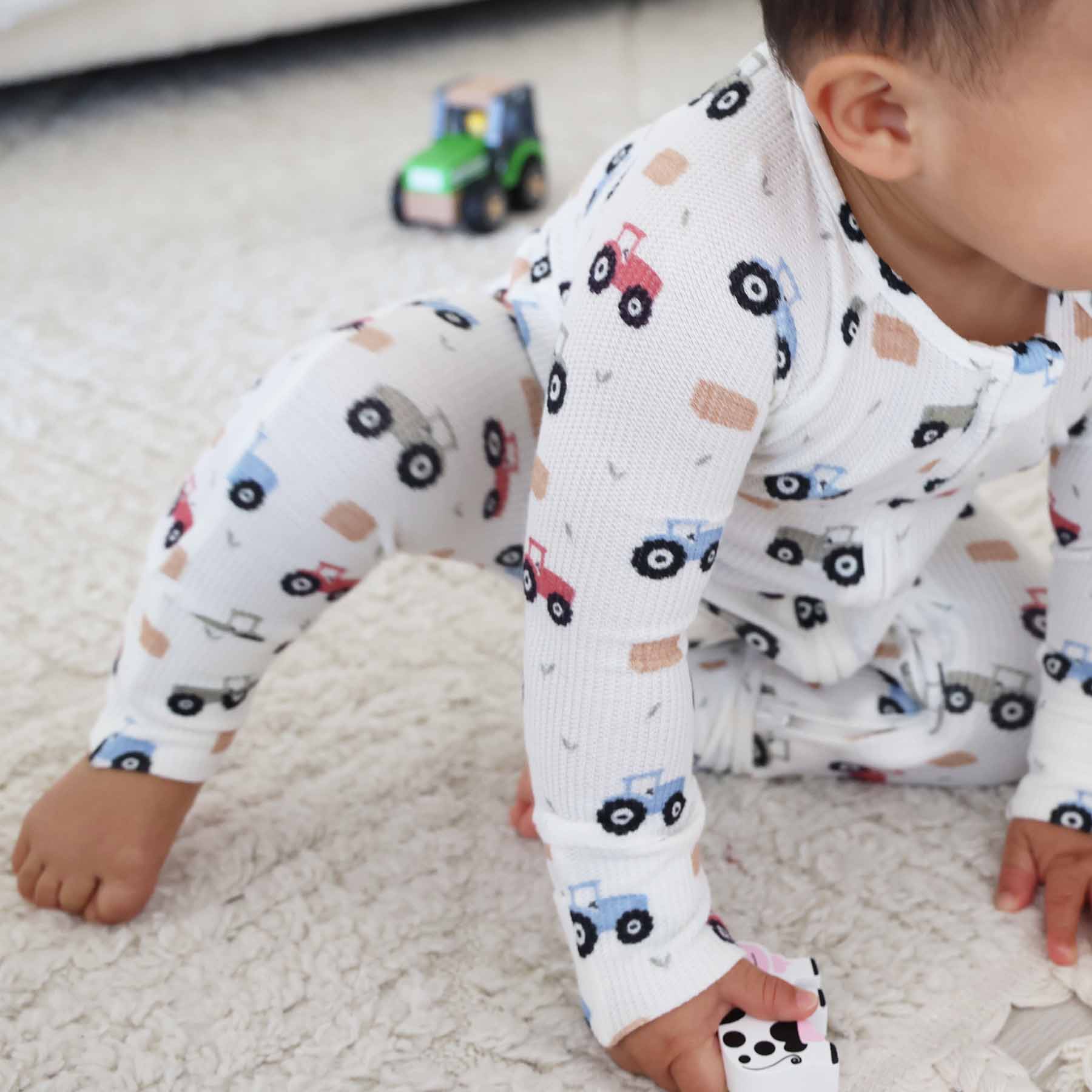 Caden Lane - Wholesale Jumpsuit - Baby - Little Farmer Bamboo Waffle Convertible Zip Romper11