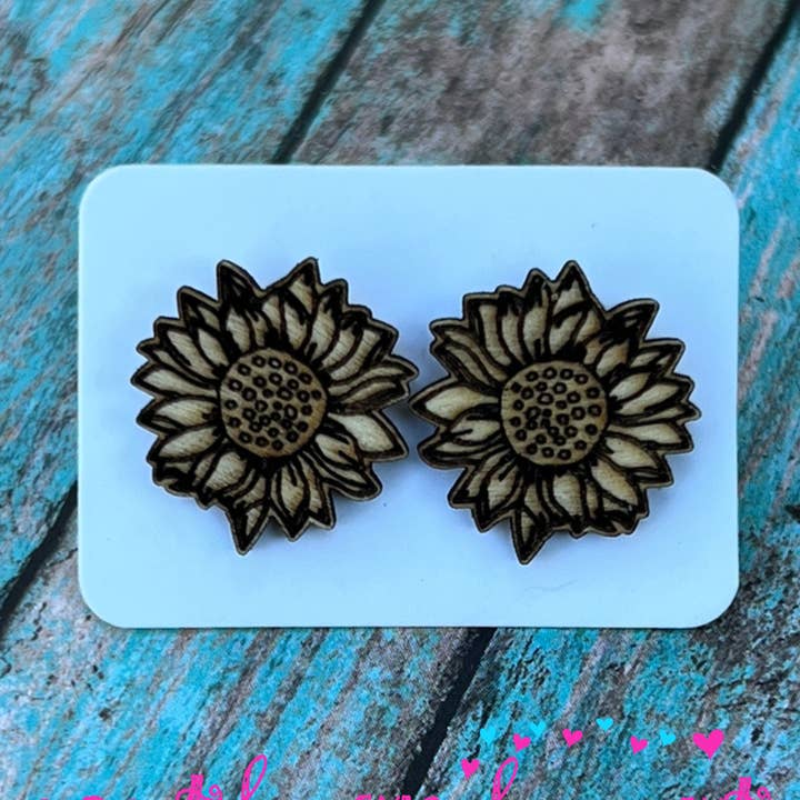Sunflower Wooden Earrings for wholesale by Southern Heart Designs