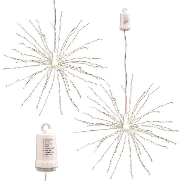 LumaBase - Wholesale String Lights - Battery Operated Starburst Lights With Remote Control, White