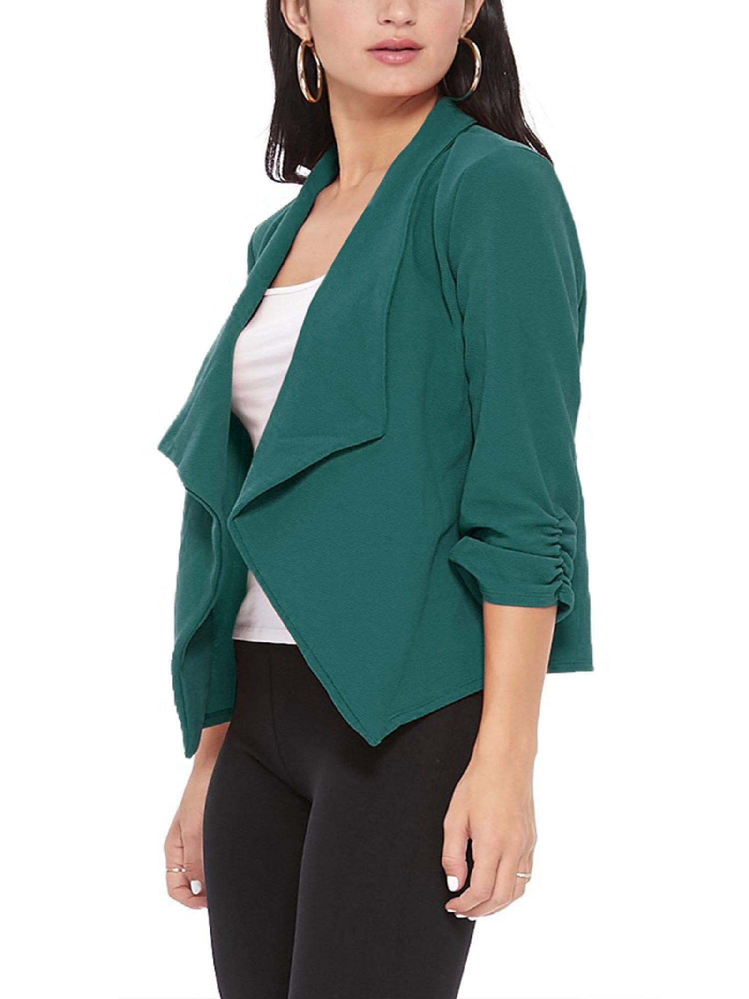 MOA COLLECTION - Wholesale Blazer - Women's - Casual Open Front Draped Solid Blazer Jacket17