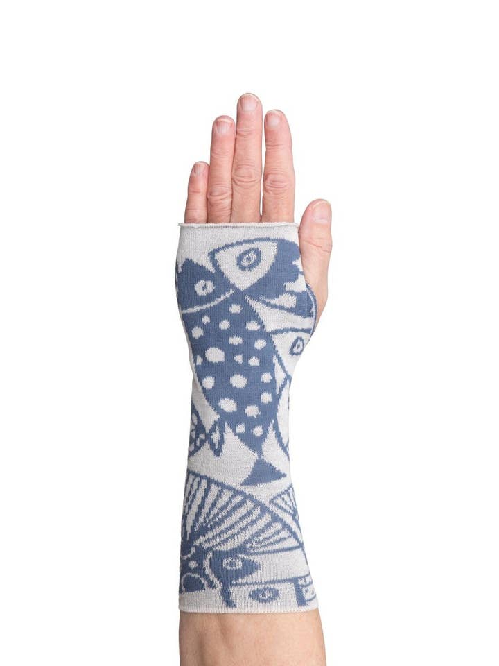 Fjord Wristwarmers – Superfine Wool with Fish Motif for wholesale by McKernan