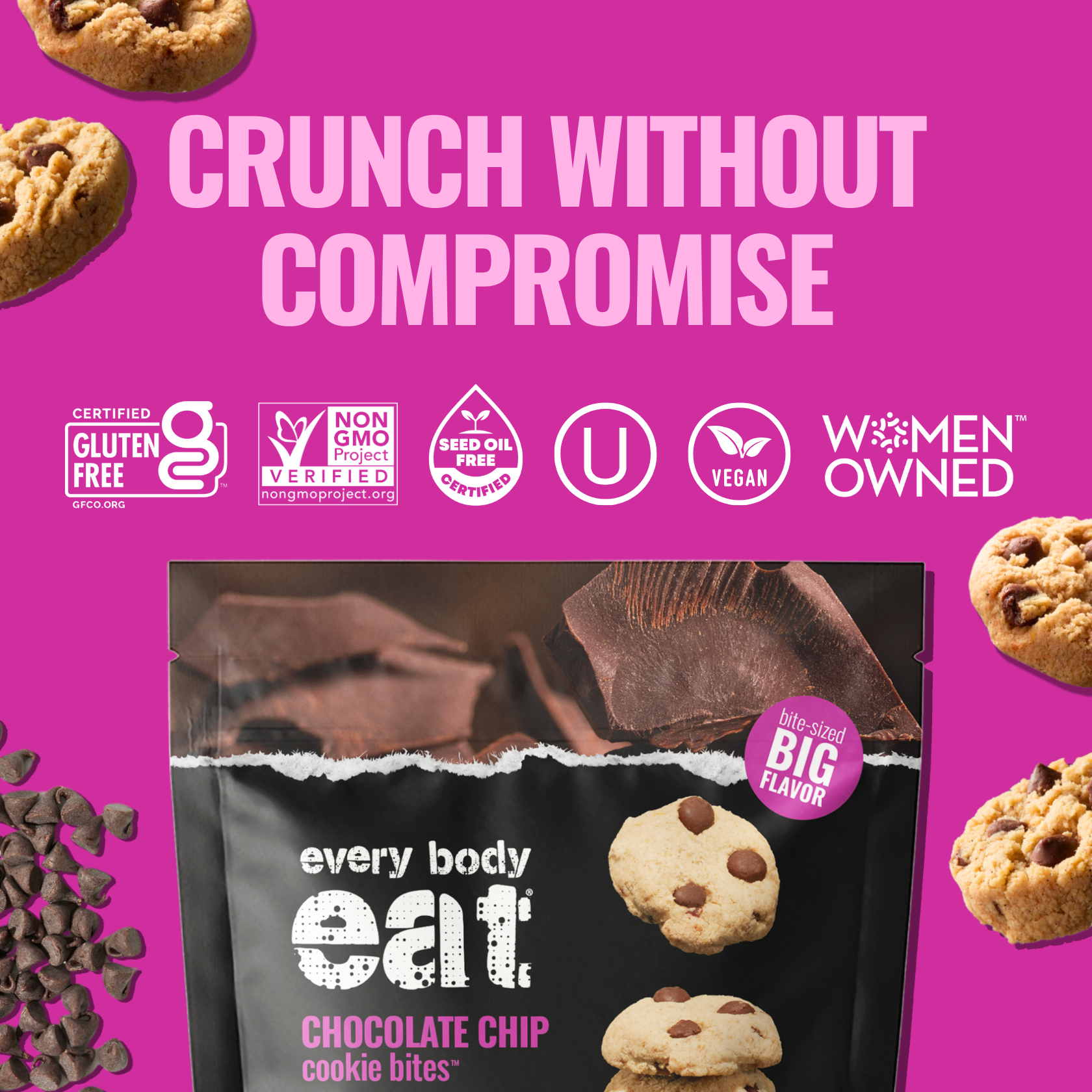 Every Body Eat® - Vente Biscuits - Bouchées de cookies aux pépites de chocolat 155g4