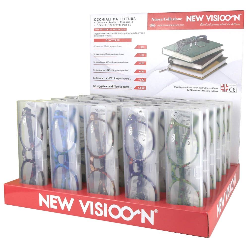 NEW VISION MILANO SRL - Wholesale Retailerdispay - Complete toonbankdisplay met 30 leesbrillen - rood13