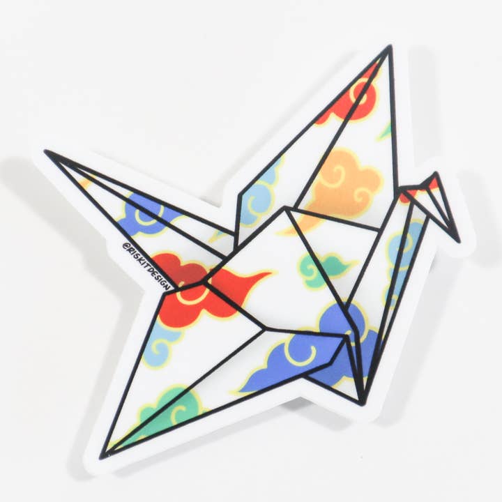 Hvid Origami Crane Sticker for engroshandel hos Riskit Design