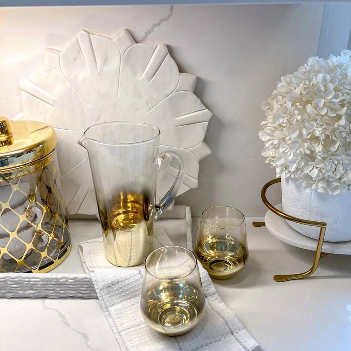 CLASSIC TOUCH DECOR INC. - Wholesale Pitcher - Pitcher with Gold Ombre Design, 9.25"H