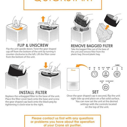 Crane Baby - Wholesale Air Purifier - Air Purifier With HEPA & UVC Light - Up to 250 sq. ft.9