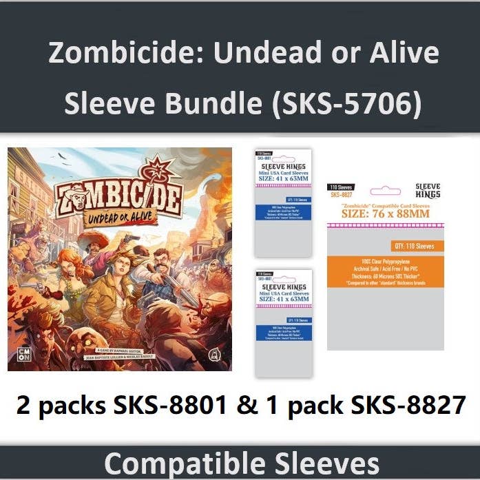 "Zombicide: Undead or Alive" Compatible Card Sleeve Bundle (8801 X 2, 8827 X 1) for wholesale by Mayday Games
