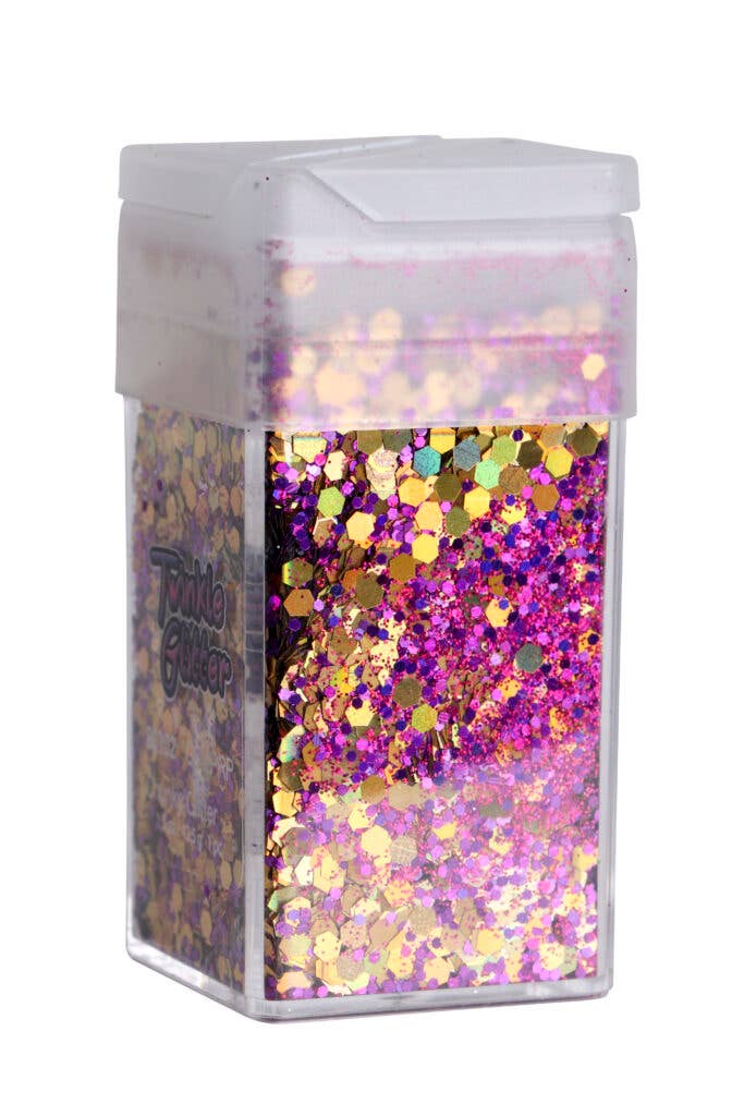 Western Fashion – wholesale Glitter – 80102 - blandade storlekar glitter sq flaska1.5 OZ-guld lila3