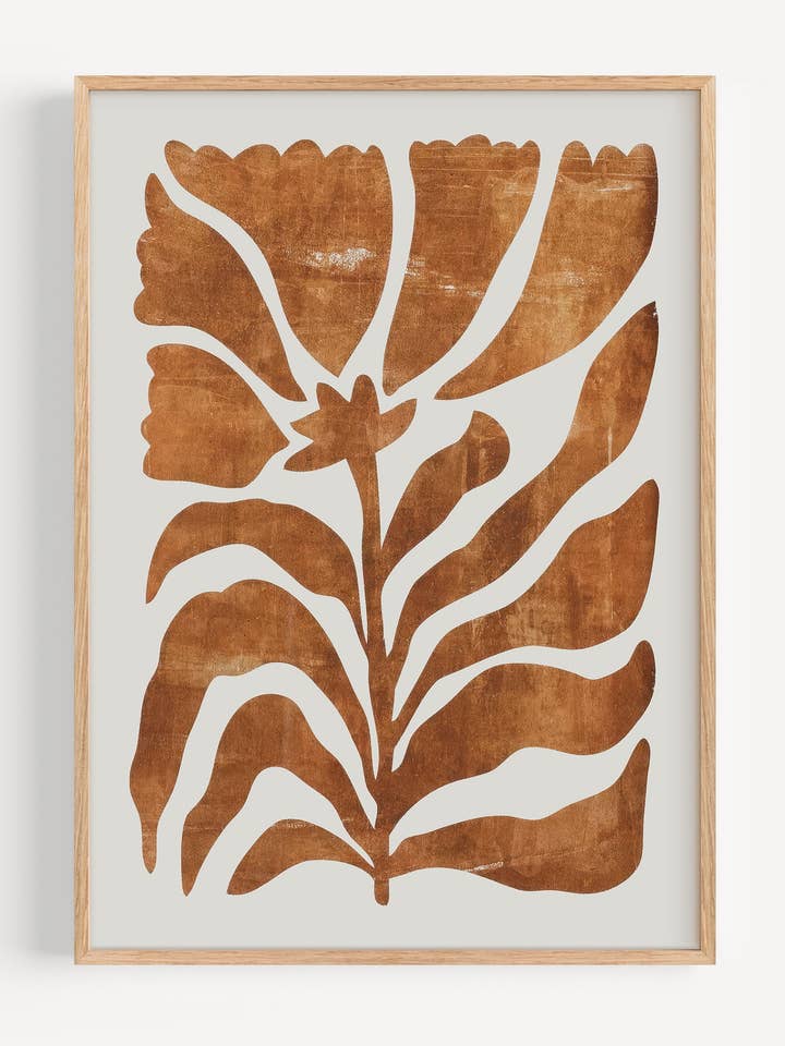 Impressão de Arte Botânica em Bloco, Arte de Parede de Flor Rústica em Terracota I147-71 por atacado de Peardrop Prints