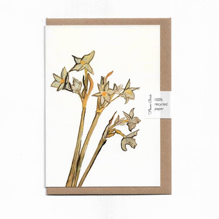 A6 100% Genbrugte "Paperwhites" Hilsen Kort for engroshandel hos Flower Brick