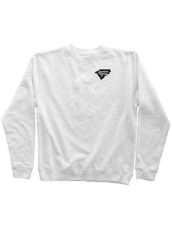 Sudadera negra de cuello redondo 1711 con logo pequeño y logotipo pequeño para hombre y mujer, 3 opciones de color para venta al por mayor de Shop Carolina Clothing Co.