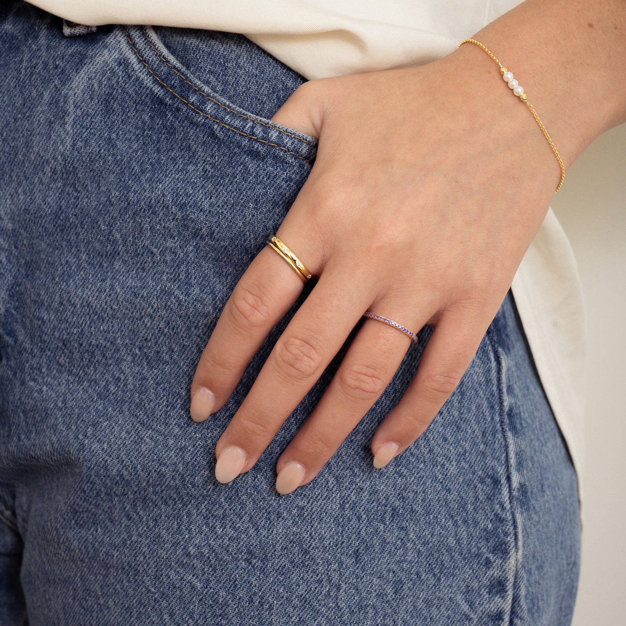 Sami Jewels - Wholesale Band/gestapelde ring - Gouden Eternity Birthstone-ringen1