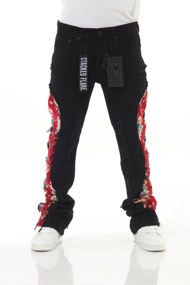 Stylo - Wholesale Jeans - Men's - Blk/Red Denim Tapestry Stack11