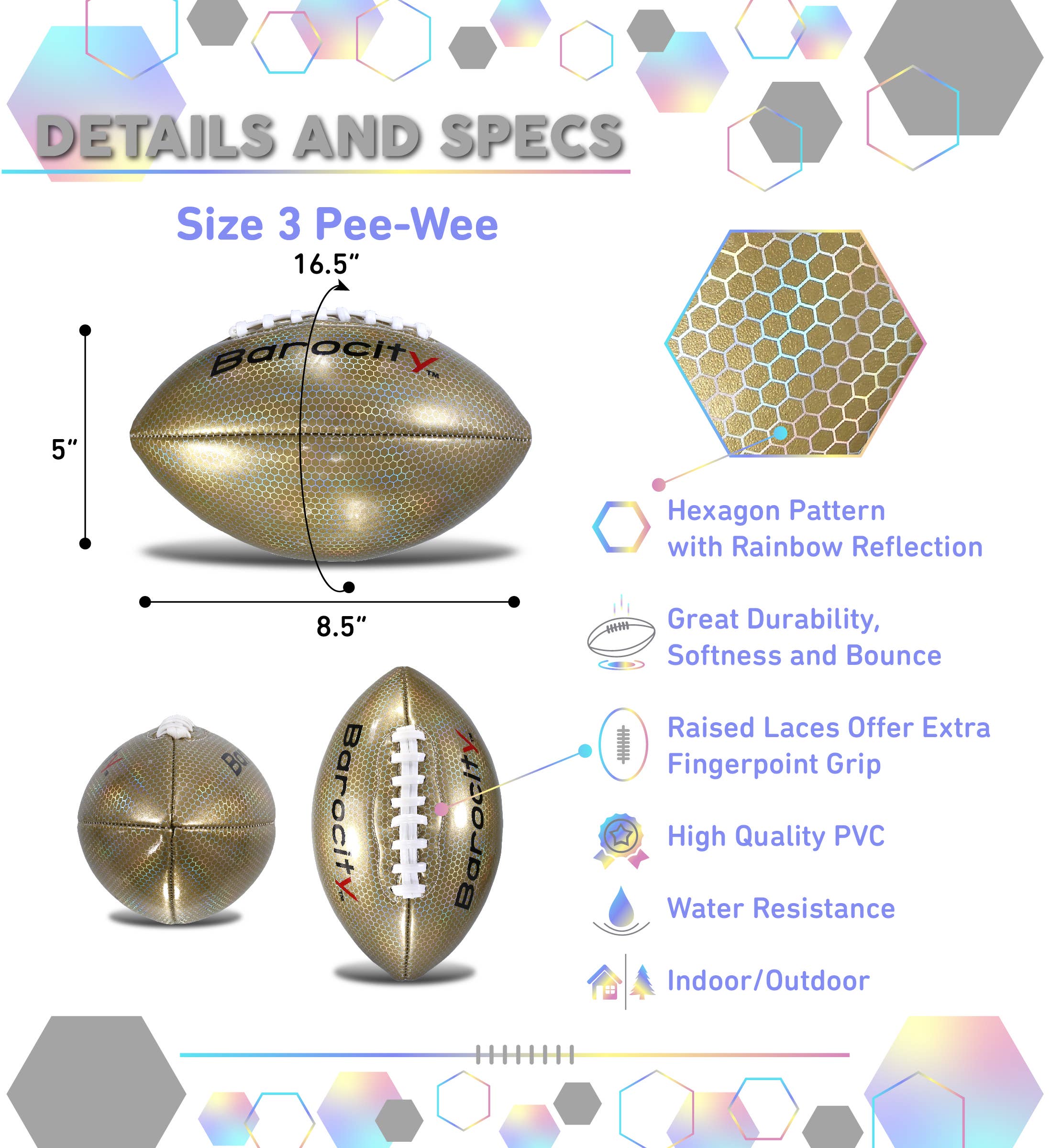 Cota Global – wholesale Sports ball – Football - Gold Modern Pattern - Size 31