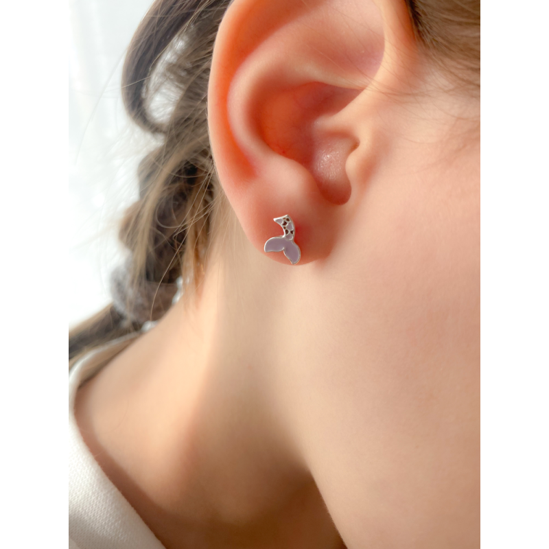 COM FORSA SL – Großhandel Ohrringe – Kinder – 925 Sterling Silber Ohrringe mit Meerjungfrauenschwanz, 9 x 7 mm0