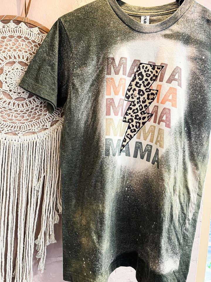 MAMA Stack Bleached Tee for wholesale by MM Custom Apparel