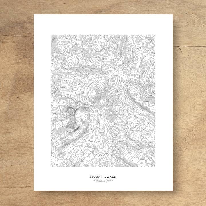 Affiche topographique Mount Baker pour la vente par Topographia Design