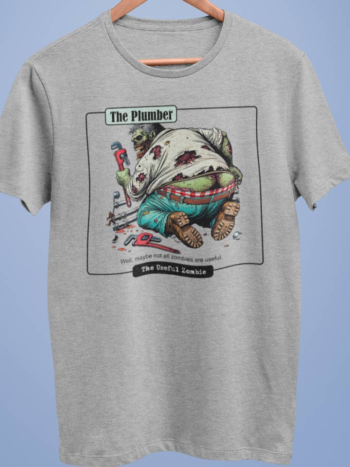 Nyttig Zombie „Plumber“ t-shirt (grå) for engroshandel hos Zombie Paws