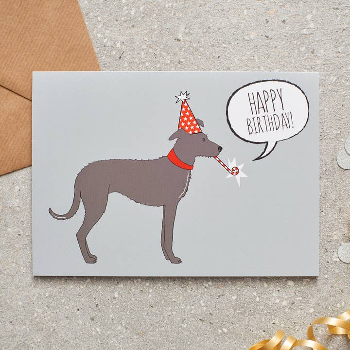 Birthday Card - Lurcher for wholesale by Sweet William Designs