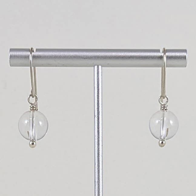 Orb Earrings, Clear Quartz and Argentium Silver for wholesale by Kari Breitigam