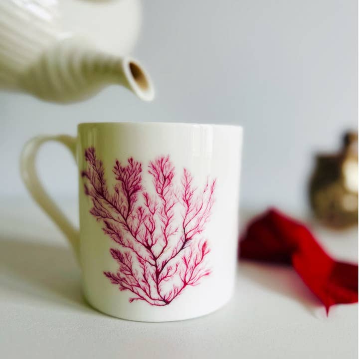 Seaweed mug, Life of the Ocean, Seaweed design, Fine Bone China Mug by Sarah Epsom for wholesale by Sarah Epsom