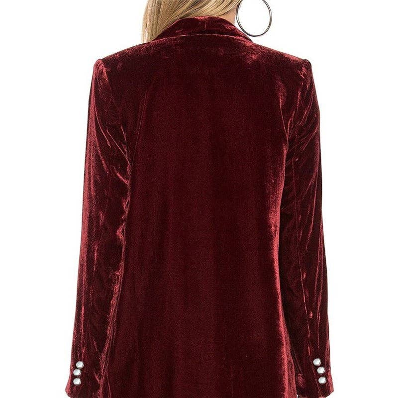 Sheer Trend - Wholesale Blazer - Dames - Effen Kleur Minimalistische Fluwelen Blazers6