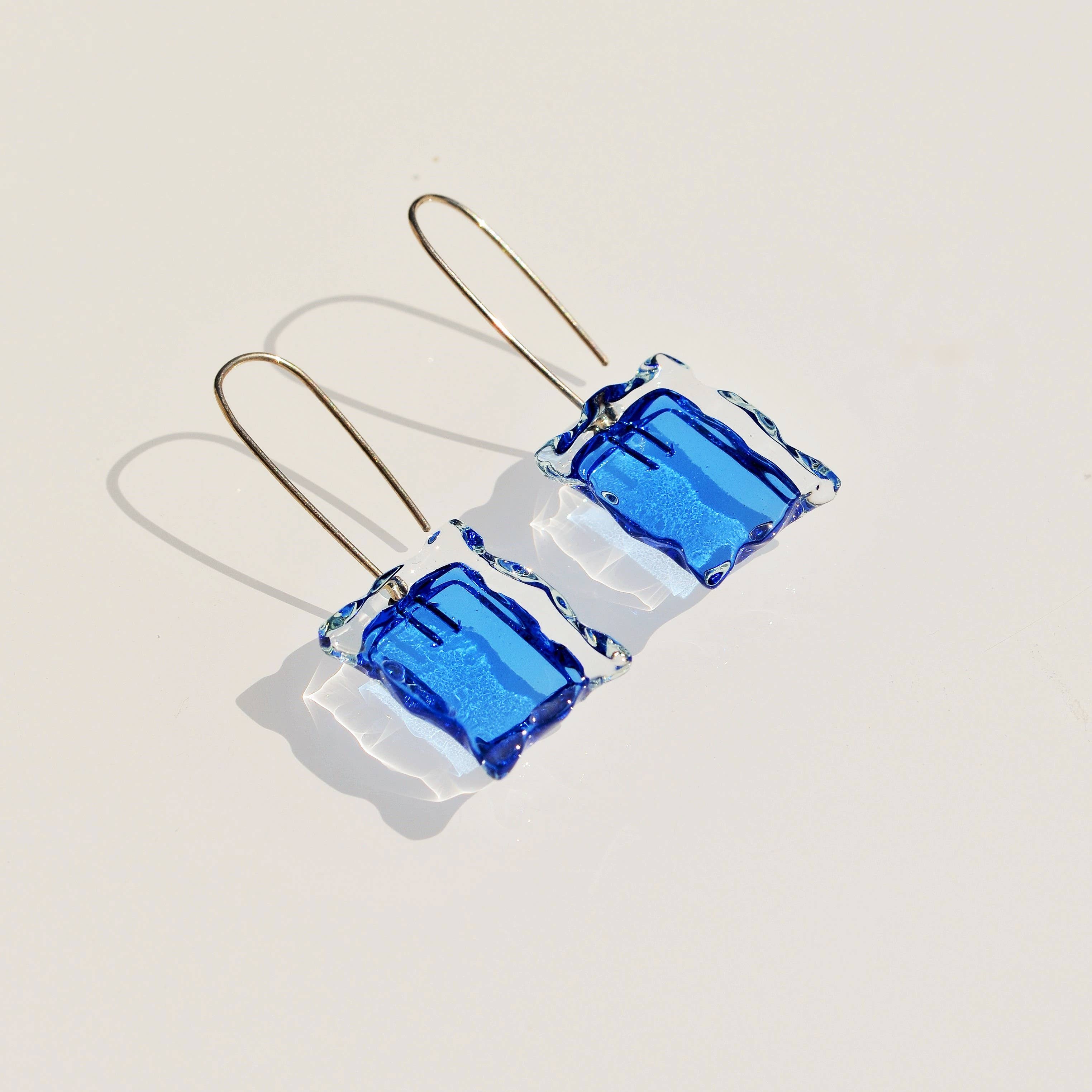 Tejeluz, arte en vidrio - Venta al por mayor Pendientes colgantes - Pendientes de plata y vidrio azul Alcione3