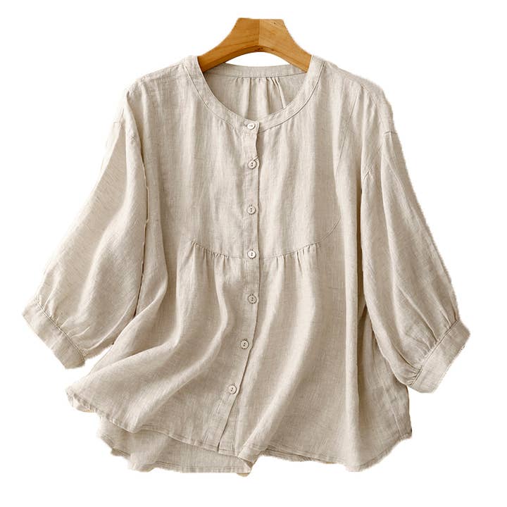 Whisper Mint – wholesale Blus - Dam – 100% bomullsblusar toppar dam trekvarts ärm