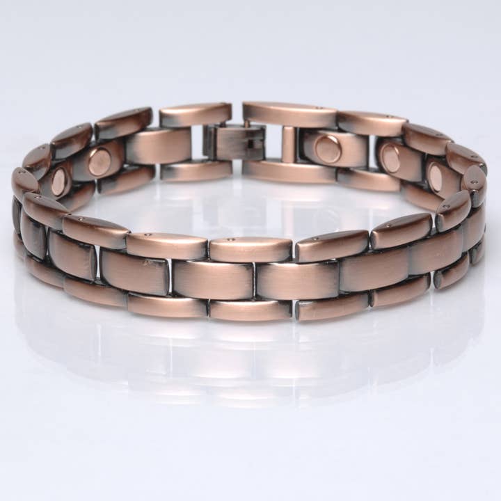 6188-H Magnetic Copper Tone Link Bracelet 8.5" for wholesale by Shelley Enterprises Inc.