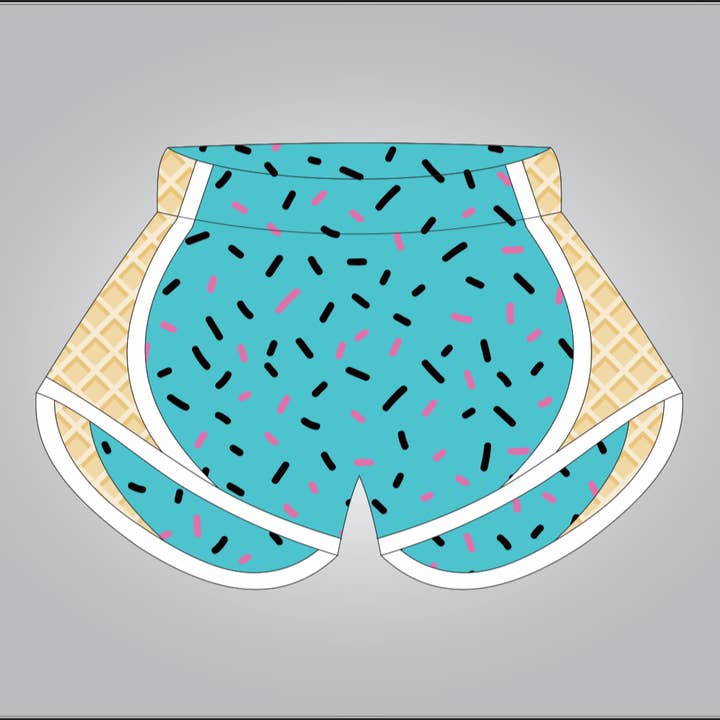 Teal ice cream drip shorts for wholesale by Parish Culture