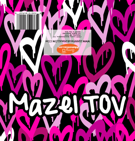 Sunny Marshmallow - Wholesale Bar/Bat-Mitzvah Card - NEW! Mazel Tov Greeting Card-Spray Paint Hearts1