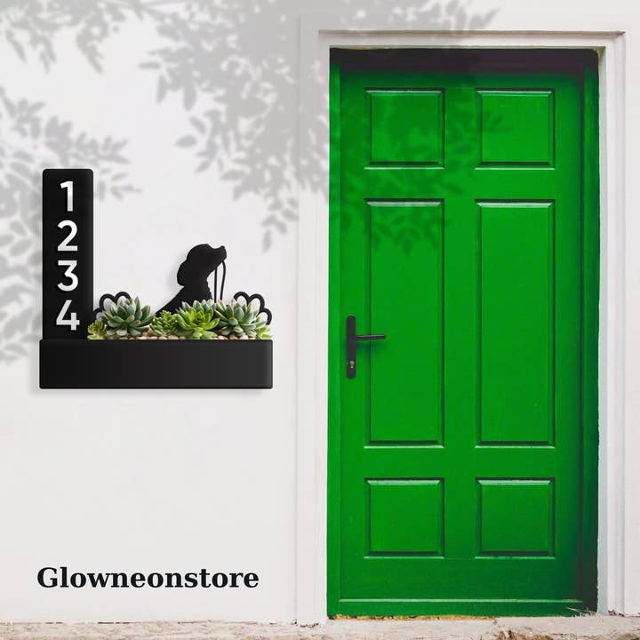 Glow Neon - Wholesale Sign - Custom Cocker Spaniel Dog Planter House Number Address Sign3