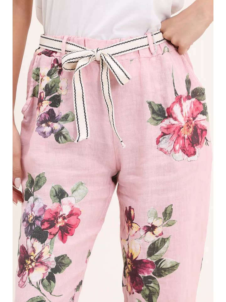 la maison des fibres naturelles - Wholesale Pants - Women's - floral print linen trousers 1450 100% linen