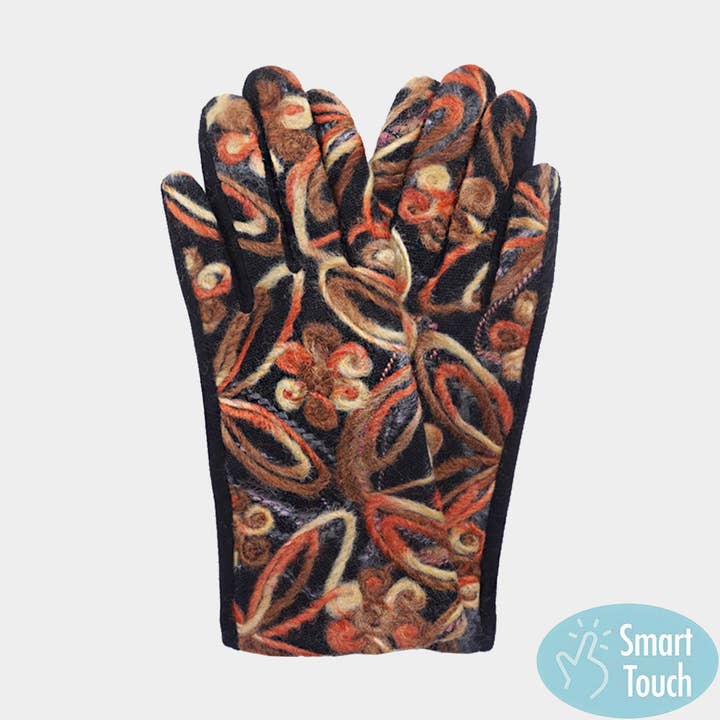 Sensibling Corp. - Wholesale Gloves - Women's - Flower Yarn Embroidered Smart Touch Gloves2
