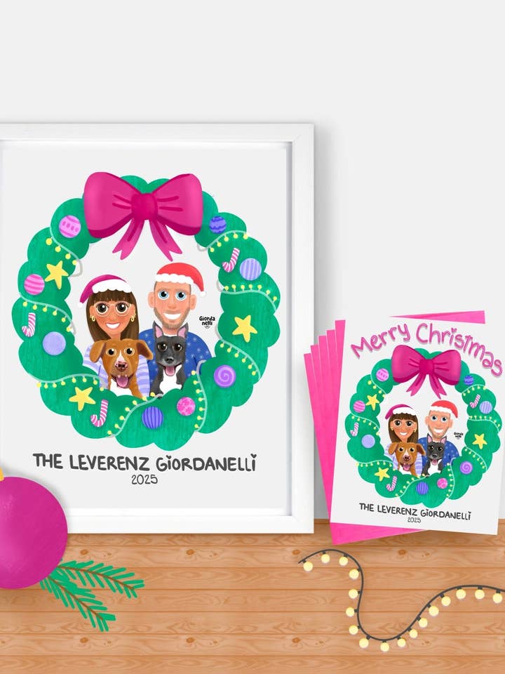 Family - Christmas Custom Illustration Bundle (Print + 5 Cards) - LIMITED EDITION for wholesale by Giordanelli Art