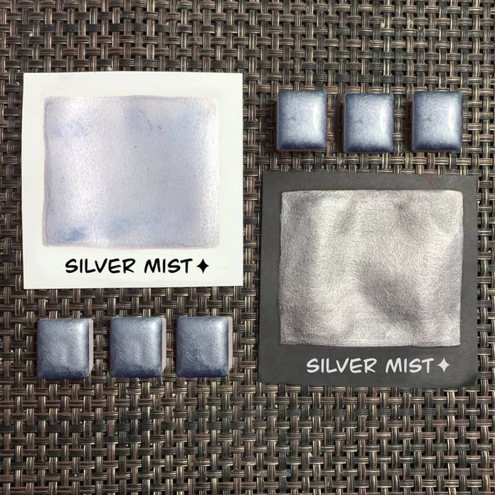 Handmade Watercolor Half-Pan Silver Mist for wholesale by Miss Gold Handcrafted