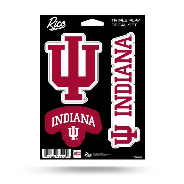Rico Industries - Wholesale Sticker - NCAA Indiana Hoosiers Triple Play Sticker