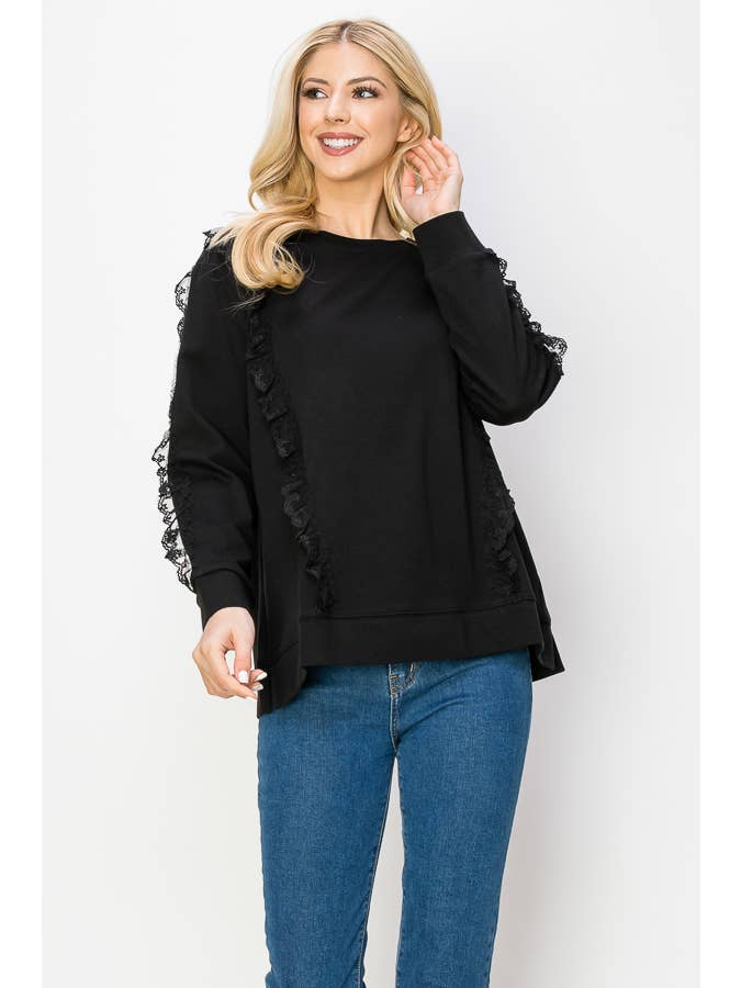 Joh Apparel – Engroshandel Strikket top - Dame – Rachela Pointe Strik Top Med Blonder