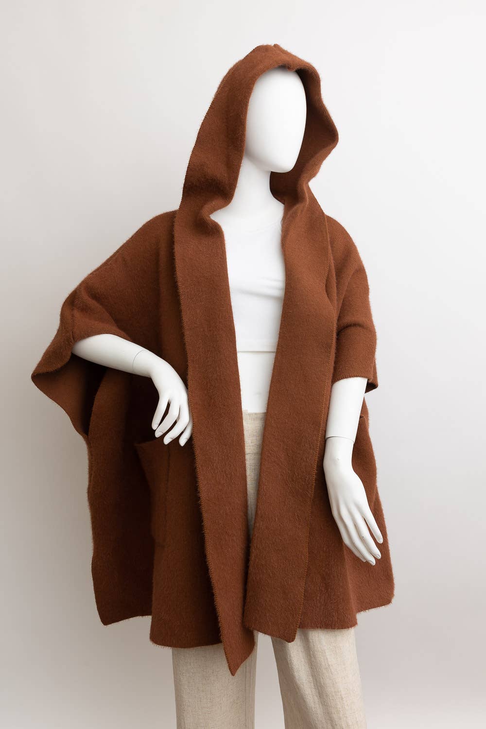 Leto Accessories - Wholesale Cardigan - Women's - Cozy Plush Solid Color Hooded Ruana3