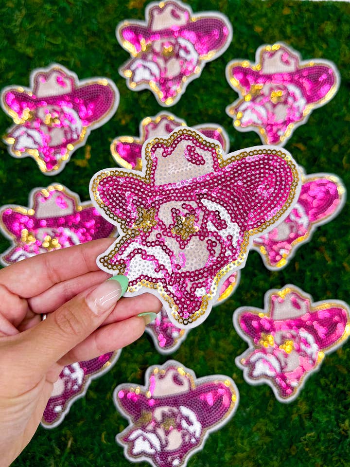 Preppy Pink Mascot™ Rebel Ole Miss Sequin Chenille Patch for wholesale by ABLNco