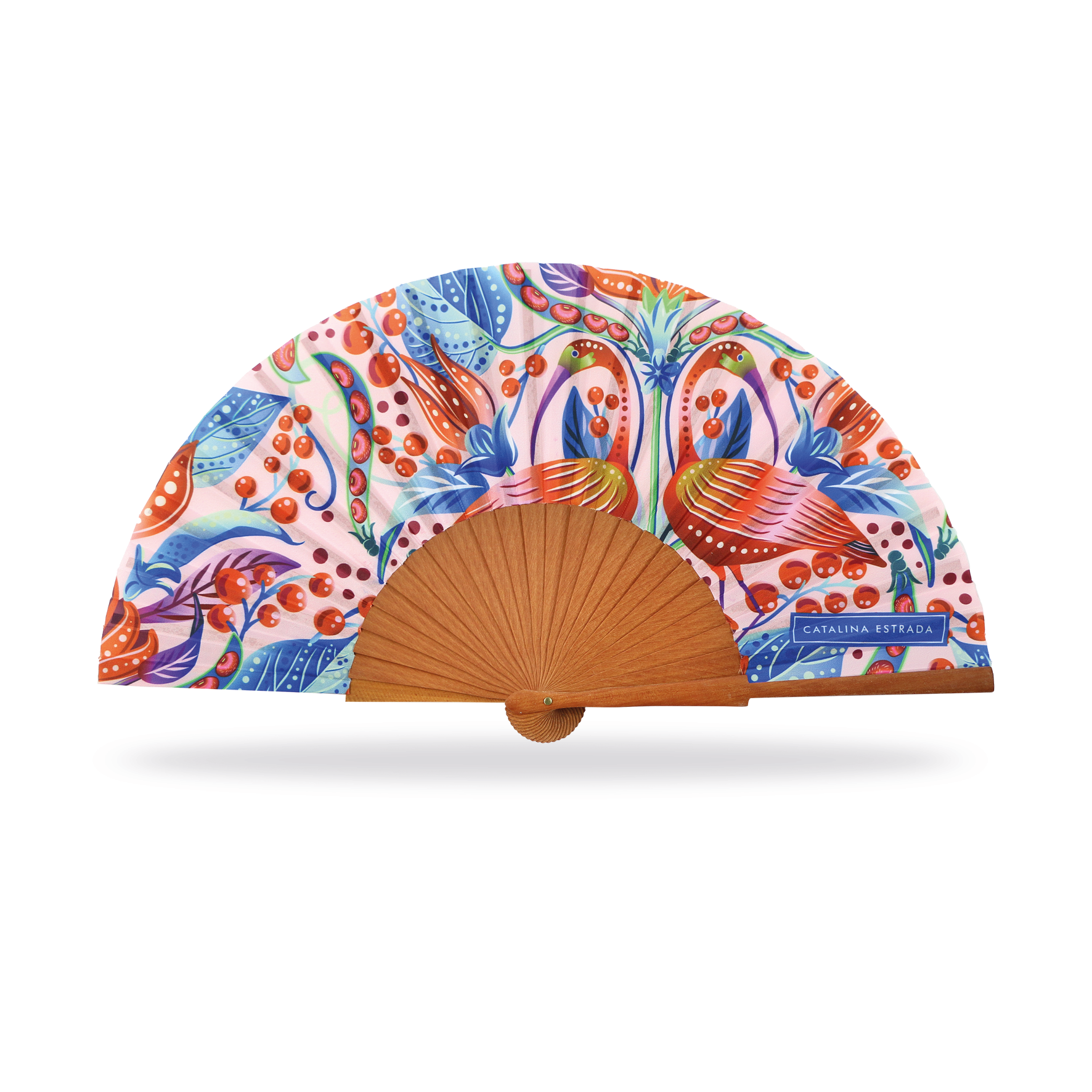 Cuatrogotas - Wholesale Party/Paper Folding Fan - Catalina Estrada Fan, Scarlet Bean. Ref-A30113