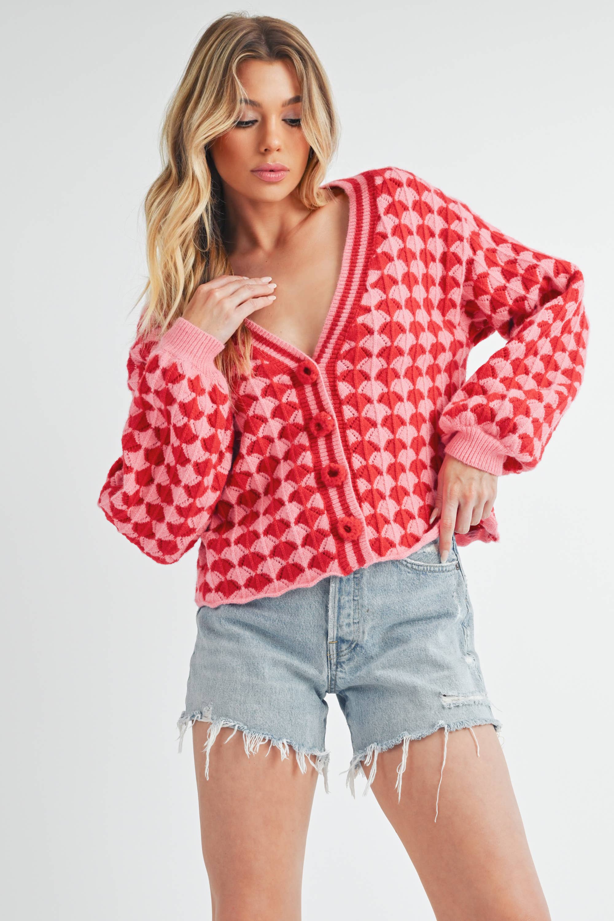 Pink Red 3210EK Fantasia Cardigan 1 for wholesale on Faire7