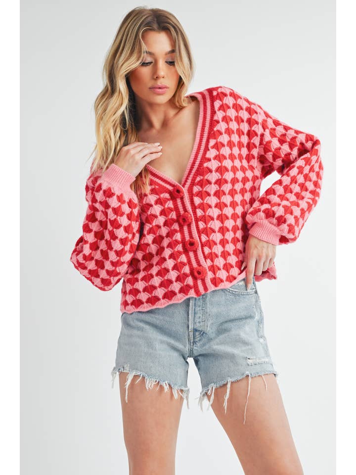Pink Red 3210EK Fantasia Cardigan 1 for wholesale on Faire7