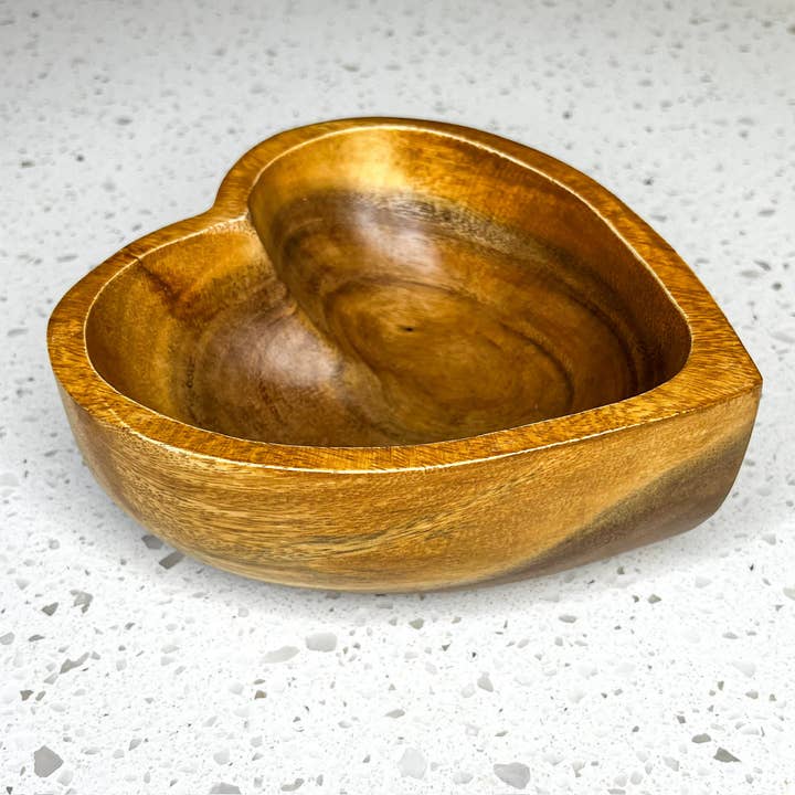 BOHO Acacia Wood Candle Heart Bowl - Small Heart Bowl for wholesale by Marmeez