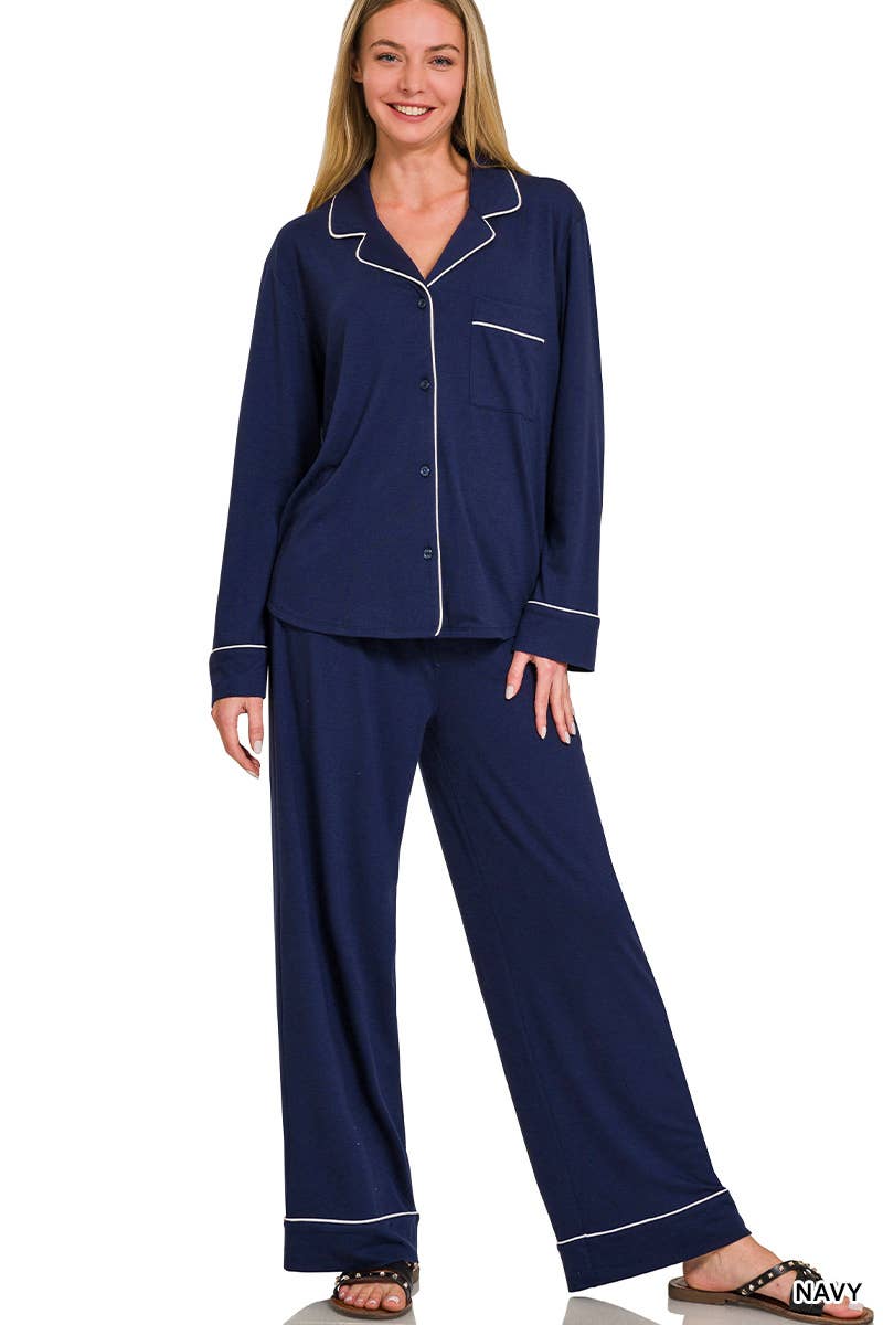 42POPS - Wholesale Lounge Set - Women's - ..._ SI-26598 Button Down Shirt And Pants 2 Piece Pajama Set3