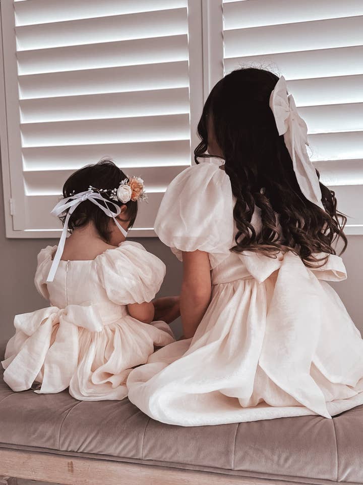 A Little Lacey - Wholesale Dress - Kids - Lucy Girls Champagne Midi Dress
